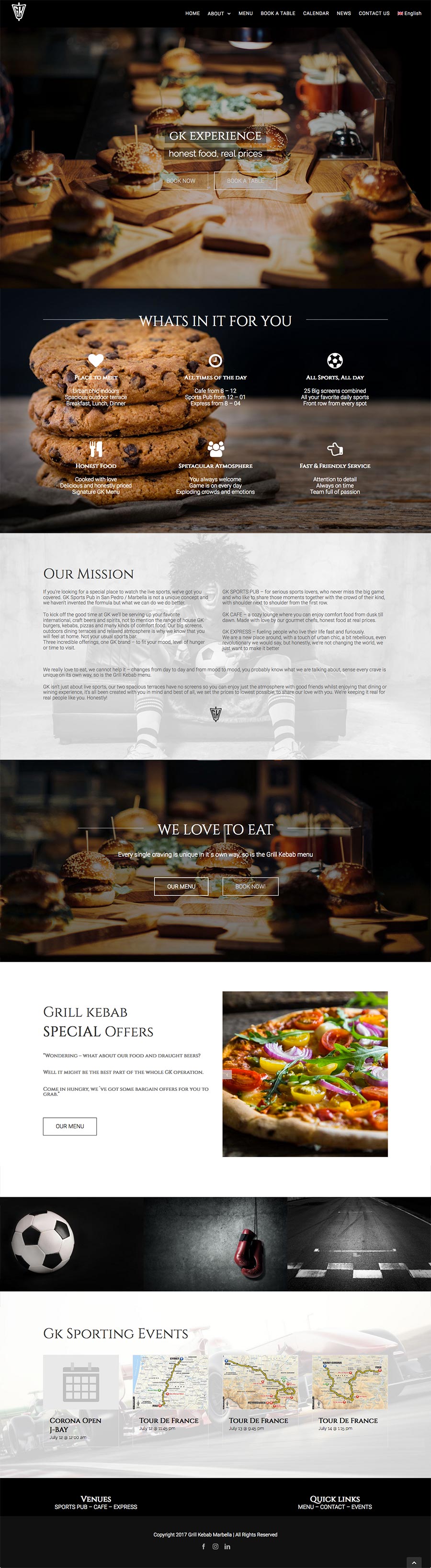 Restaurant website design web-site-design-gk-sports-pub-marbella