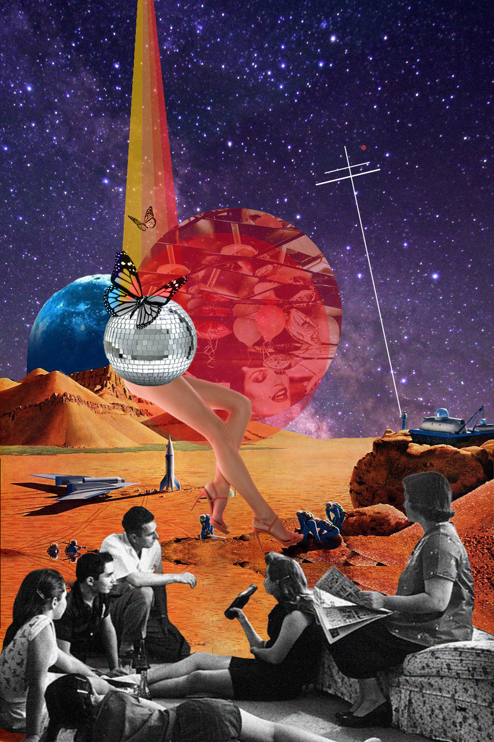 Graphic Design Retro Collage Style Art Web And APP Design SEO Marketing