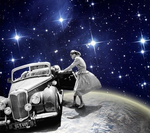 retro collage art, collage art. ... Using vintage and new images creates surreal