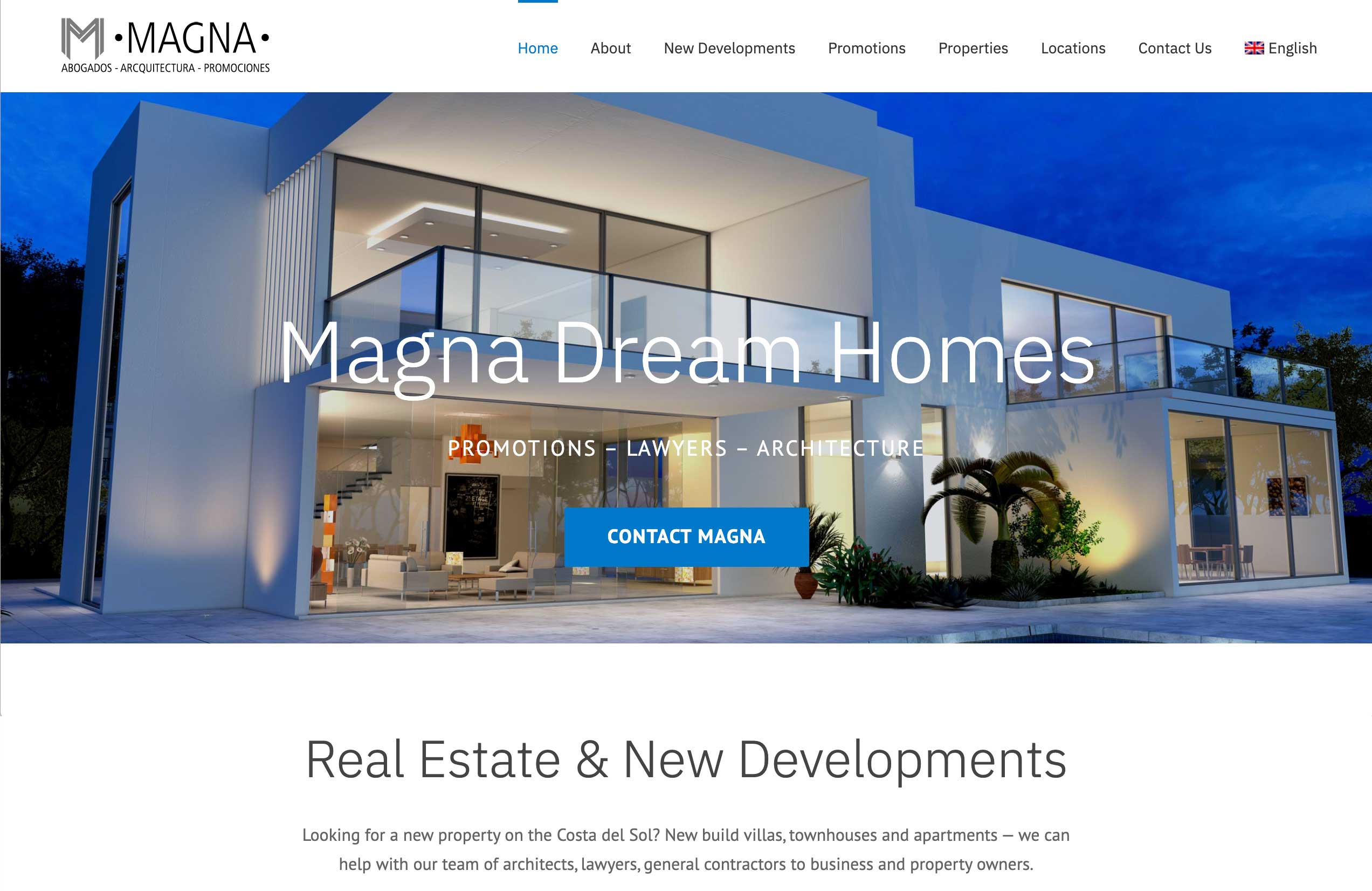 magna dream homes marbella real estate and new promotions wordpress website