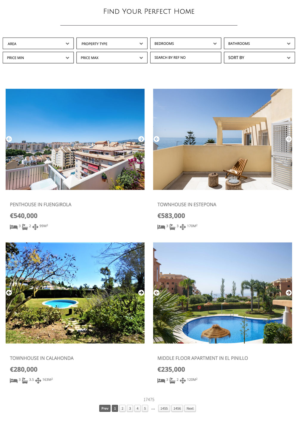 real estate website design with wordpress plugin for ReSales Online marbella